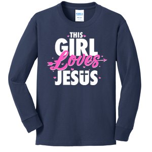 Cute This Girl Loves Jesus Kids Long Sleeve Shirt