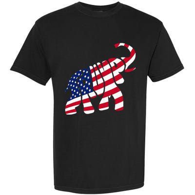 Cute Trump Gift Proud American Flag Elephant Garment-Dyed Heavyweight T-Shirt