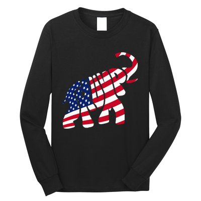 Cute Trump Gift Proud American Flag Elephant Long Sleeve Shirt