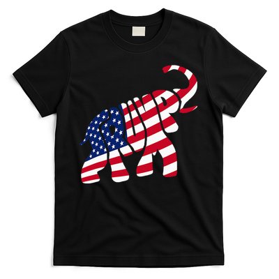 Cute Trump Gift Proud American Flag Elephant T-Shirt