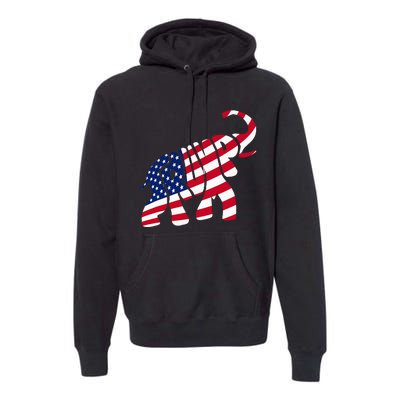 Cute Trump Gift Proud American Flag Elephant Premium Hoodie