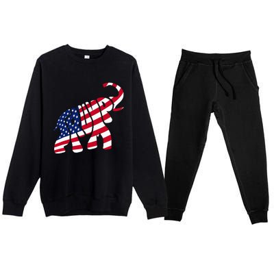 Cute Trump Gift Proud American Flag Elephant Premium Crewneck Sweatsuit Set