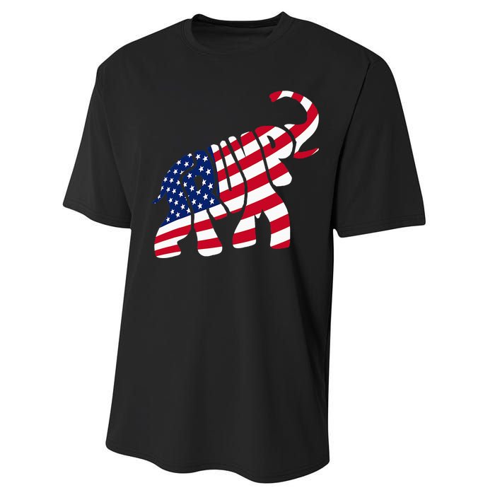 Cute Trump Gift Proud American Flag Elephant Performance Sprint T-Shirt