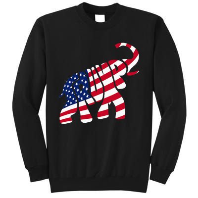 Cute Trump Gift Proud American Flag Elephant Tall Sweatshirt