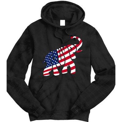 Cute Trump Gift Proud American Flag Elephant Tie Dye Hoodie