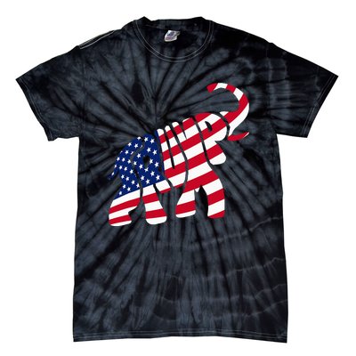 Cute Trump Gift Proud American Flag Elephant Tie-Dye T-Shirt