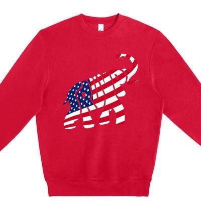 Cute Trump Gift Proud American Flag Elephant Premium Crewneck Sweatshirt