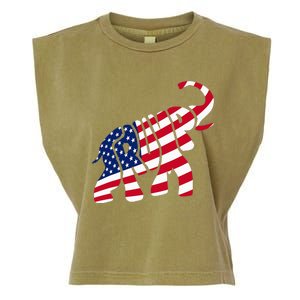 Cute Trump Gift Proud American Flag Elephant Garment-Dyed Women's Muscle Tee