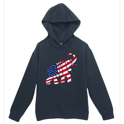 Cute Trump Gift Proud American Flag Elephant Urban Pullover Hoodie