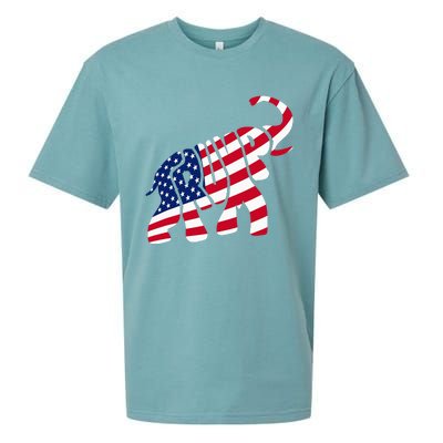 Cute Trump Gift Proud American Flag Elephant Sueded Cloud Jersey T-Shirt