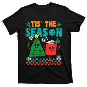 Christmas Tree Hot Cocoa Tis The Season Retro Groovy Xmas T-Shirt