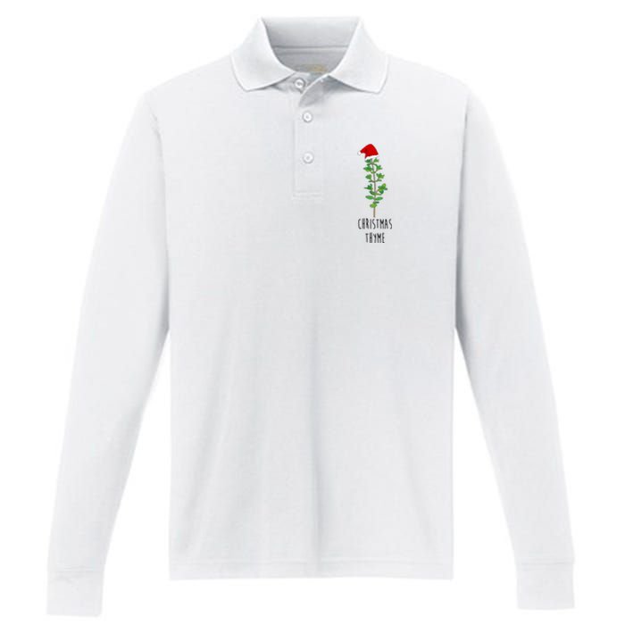 Christmas Thyme Holiday Performance Long Sleeve Polo