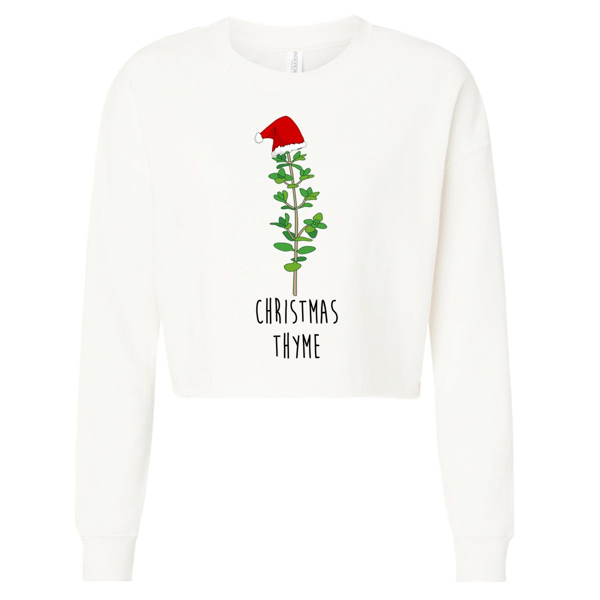Christmas Thyme Holiday Cropped Pullover Crew