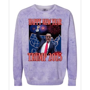 Cute Trump Happy New Year 2025 45 47 Outlaw Won Sarcasm Colorblast Crewneck Sweatshirt