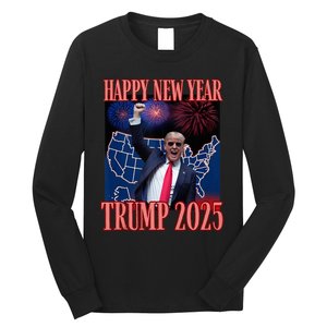 Cute Trump Happy New Year 2025 45 47 Outlaw Won Sarcasm Long Sleeve Shirt