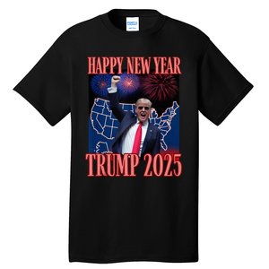 Cute Trump Happy New Year 2025 45 47 Outlaw Won Sarcasm Tall T-Shirt