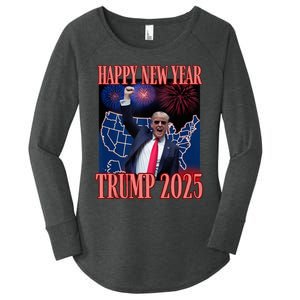 Cute Trump Happy New Year 2025 45 47 Outlaw Won Sarcasm Women's Perfect Tri Tunic Long Sleeve Shirt