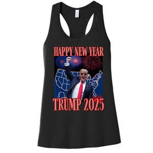 Cute Trump Happy New Year 2025 45 47 Outlaw Won Sarcasm Women's Racerback Tank