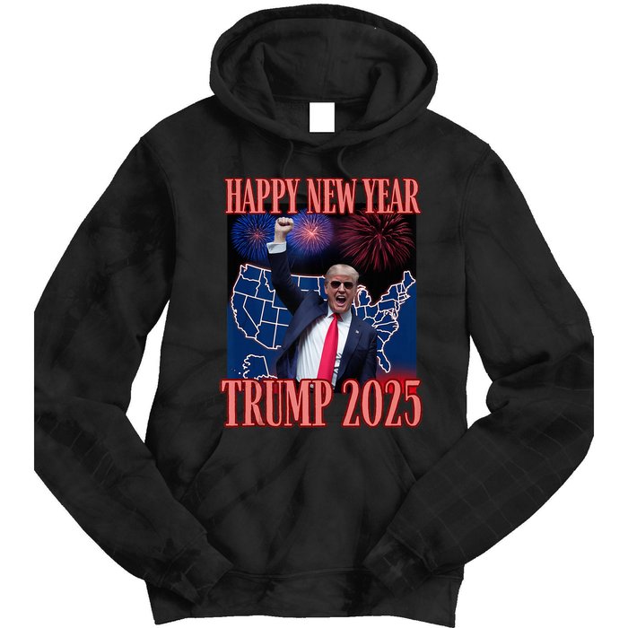 Cute Trump Happy New Year 2025 45 47 Outlaw Won Sarcasm Tie Dye Hoodie