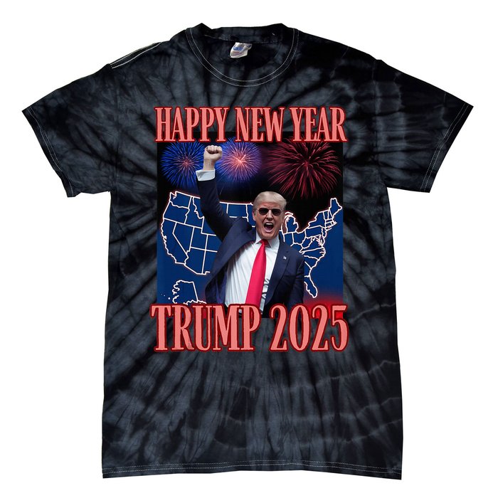 Cute Trump Happy New Year 2025 45 47 Outlaw Won Sarcasm Tie-Dye T-Shirt