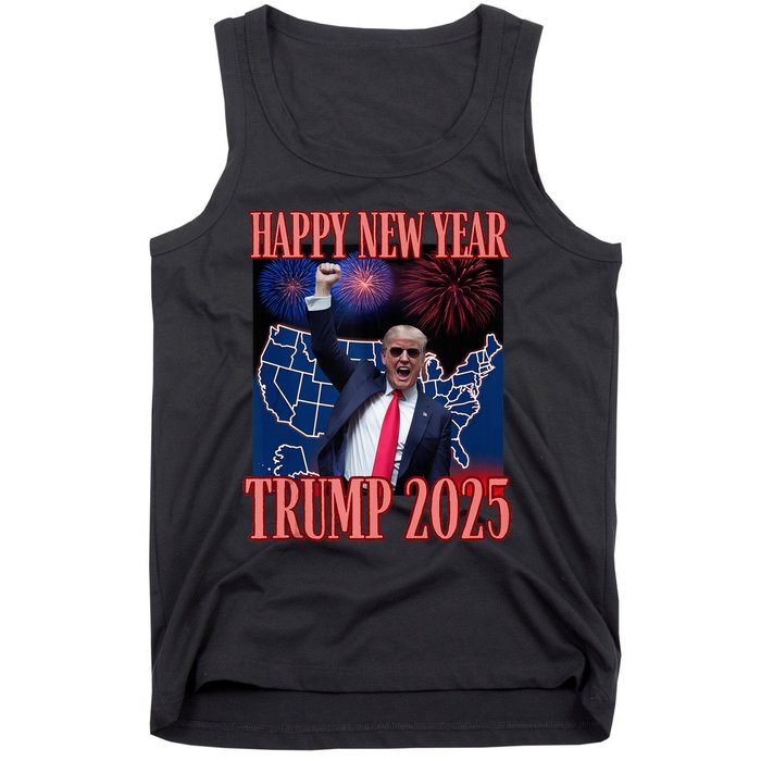 Cute Trump Happy New Year 2025 45 47 Outlaw Won Sarcasm Tank Top