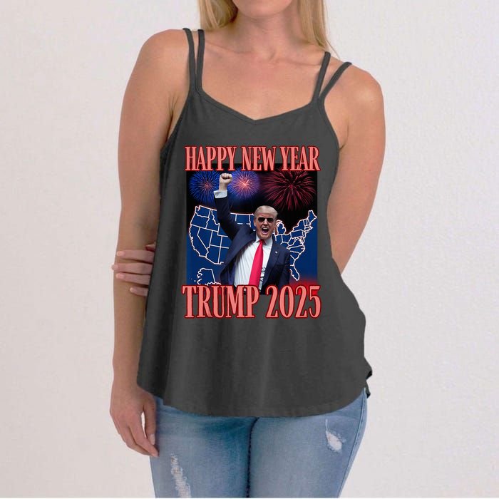 Cute Trump Happy New Year 2025 45 47 Outlaw Won Sarcasm Women's Strappy Tank