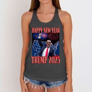 Cute Trump Happy New Year 2025 45 47 Outlaw Won Sarcasm Women's Knotted Racerback Tank