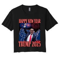 Cute Trump Happy New Year 2025 45 47 Outlaw Won Sarcasm Women's Crop Top Tee