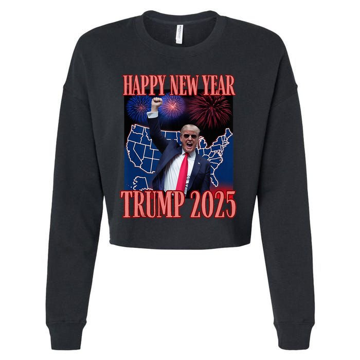 Cute Trump Happy New Year 2025 45 47 Outlaw Won Sarcasm Cropped Pullover Crew