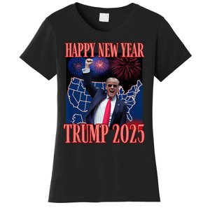 Cute Trump Happy New Year 2025 45 47 Outlaw Won Sarcasm Women's T-Shirt