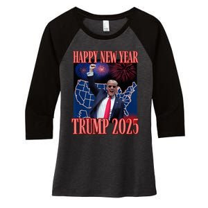 Cute Trump Happy New Year 2025 45 47 Outlaw Won Sarcasm Women's Tri-Blend 3/4-Sleeve Raglan Shirt