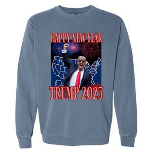 Cute Trump Happy New Year 2025 45 47 Outlaw Won Sarcasm Garment-Dyed Sweatshirt