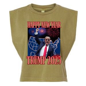 Cute Trump Happy New Year 2025 45 47 Outlaw Won Sarcasm Garment-Dyed Women's Muscle Tee