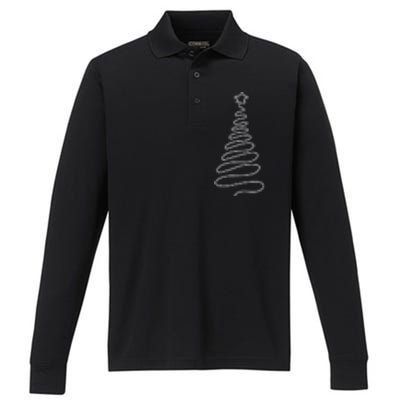 Christmas Tree Handmade Winter Line Art Family Holiday Performance Long Sleeve Polo