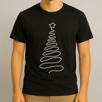 Christmas Tree Handmade Winter Line Art Family Holiday T-Shirt