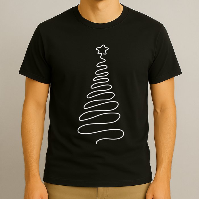 Christmas Tree Handmade Winter Line Art Family Holiday T-Shirt