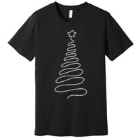 Christmas Tree Handmade Winter Line Art Family Holiday Premium T-Shirt