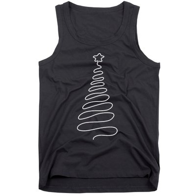 Christmas Tree Handmade Winter Line Art Family Holiday Tank Top