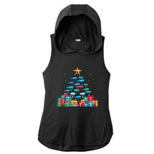 Christmas Tree Hairdryer Hairdressing Hairstylist Ladies PosiCharge Tri-Blend Wicking Draft Hoodie Tank