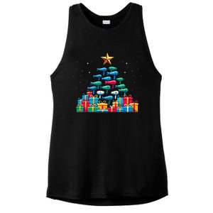 Christmas Tree Hairdryer Hairdressing Hairstylist Ladies PosiCharge Tri-Blend Wicking Tank