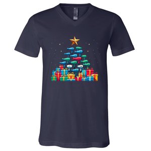 Christmas Tree Hairdryer Hairdressing Hairstylist V-Neck T-Shirt