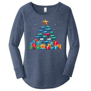 Christmas Tree Hairdryer Hairdressing Hairstylist Women's Perfect Tri Tunic Long Sleeve Shirt