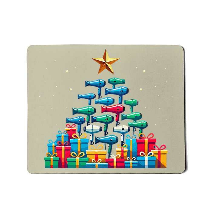 Christmas Tree Hairdryer Hairdressing Hairstylist Mousepad