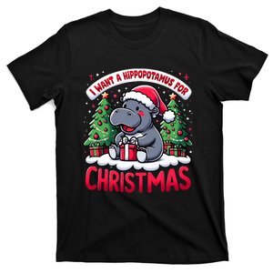 Christmas Tree Hippopotamus Xmas Hippo Lover Team Santa T-Shirt