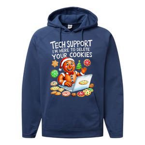 Christmas Techsupport Here To Delete Cookies Xmas Performance Fleece Hoodie