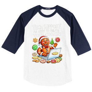 Christmas Techsupport Here To Delete Cookies Xmas Baseball Sleeve Shirt