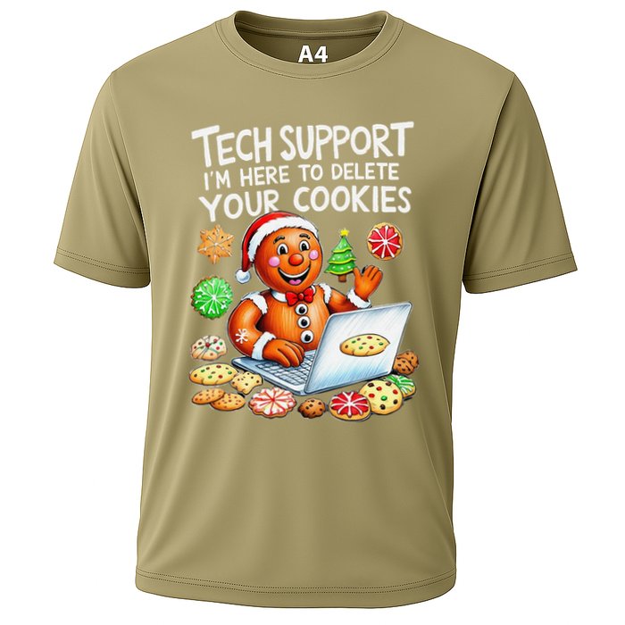 Christmas Techsupport Here To Delete Cookies Xmas Cooling Performance Crew T-Shirt