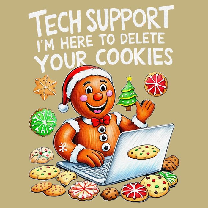 Christmas Techsupport Here To Delete Cookies Xmas Cooling Performance Crew T-Shirt