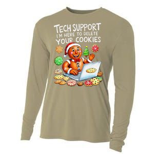 Christmas Techsupport Here To Delete Cookies Xmas Cooling Performance Long Sleeve Crew