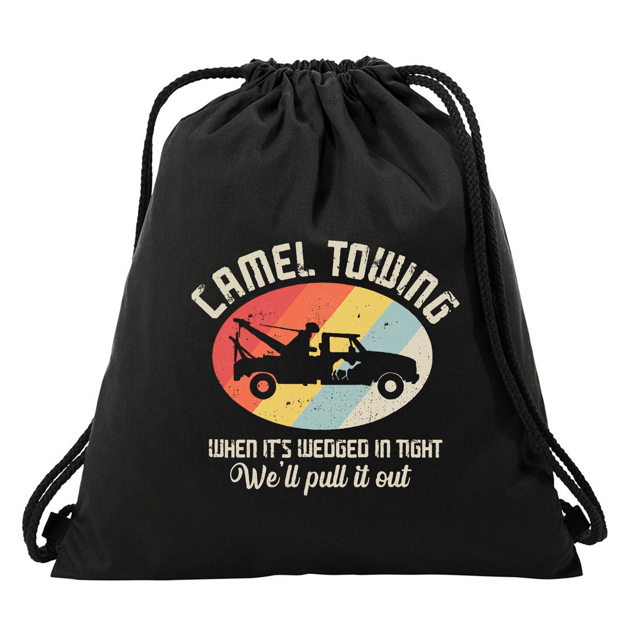 Camel Towing Halloween Retro Drawstring Bag